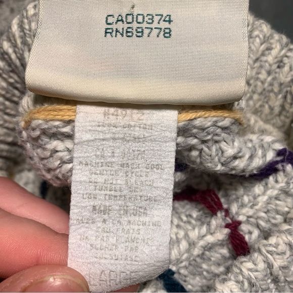 VINTAGE Made in USA Northern Reflections White/Grey Knit Sweater (Size Large) - Picture 10 of 13